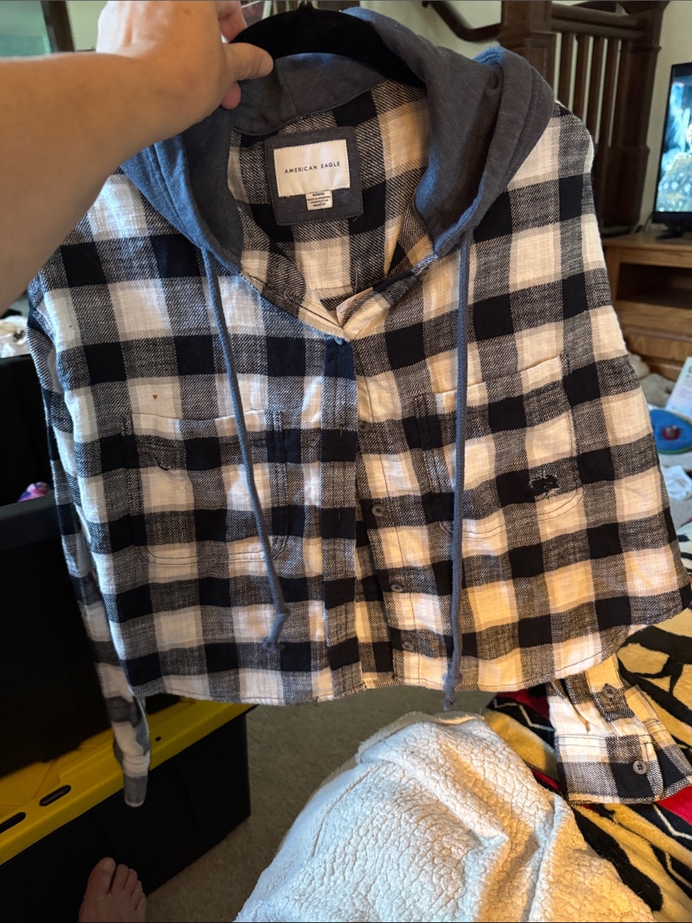 Kids Plaid Hooded Button-Down
